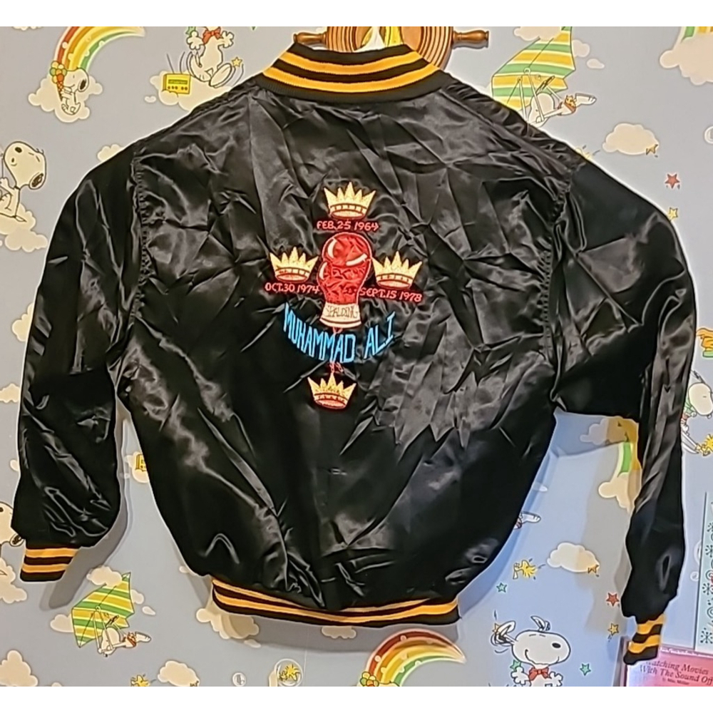 Vintage Muhammad Ali Triple Crown Varsity Jacket Black Size Large Made In USA
